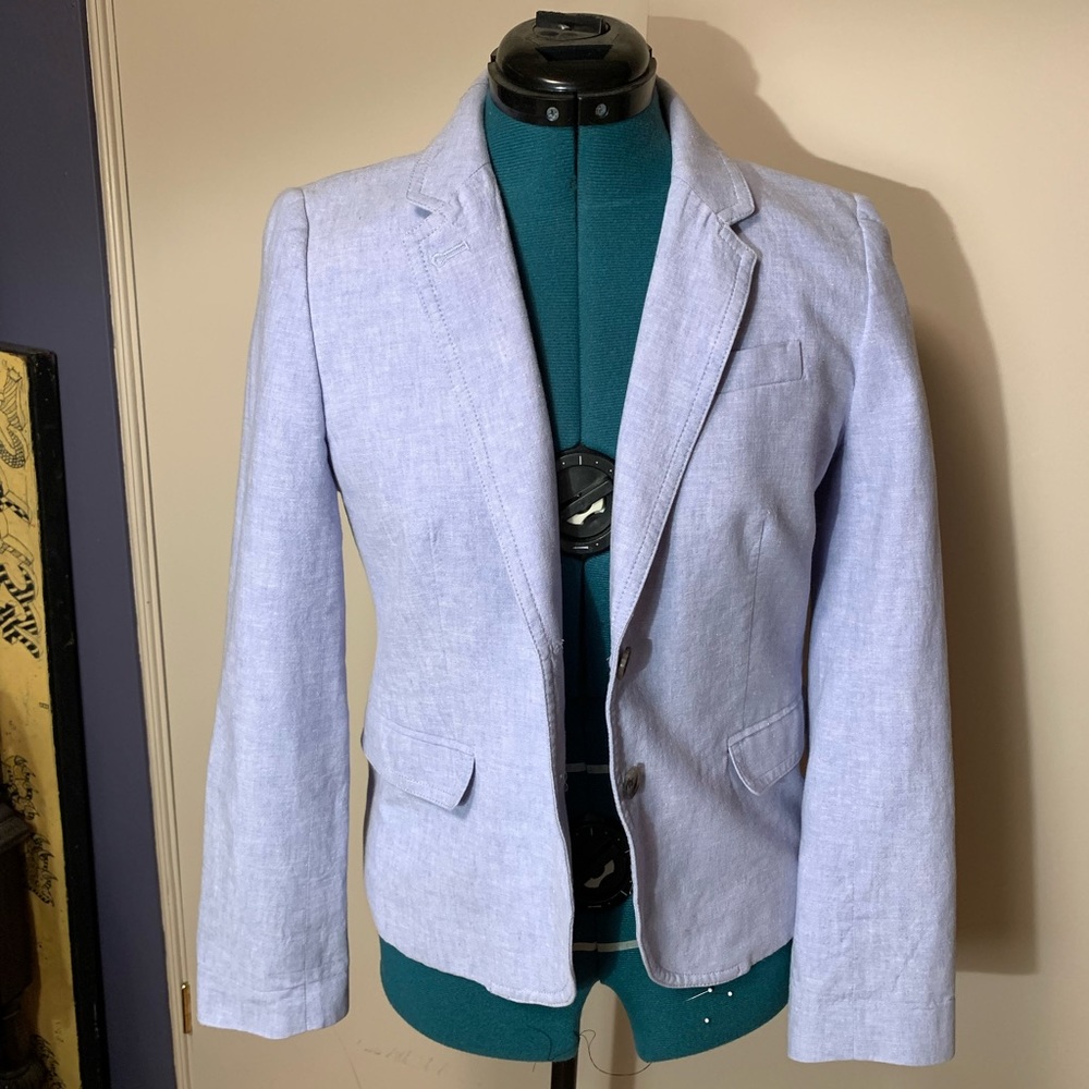 J. Crew Factory School Boy Blue Linen Blazer Jacket